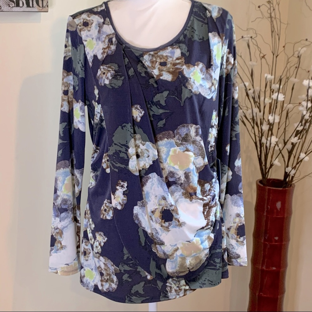 Simply Vera Vera Wang LS Knit top - Floral NWT
